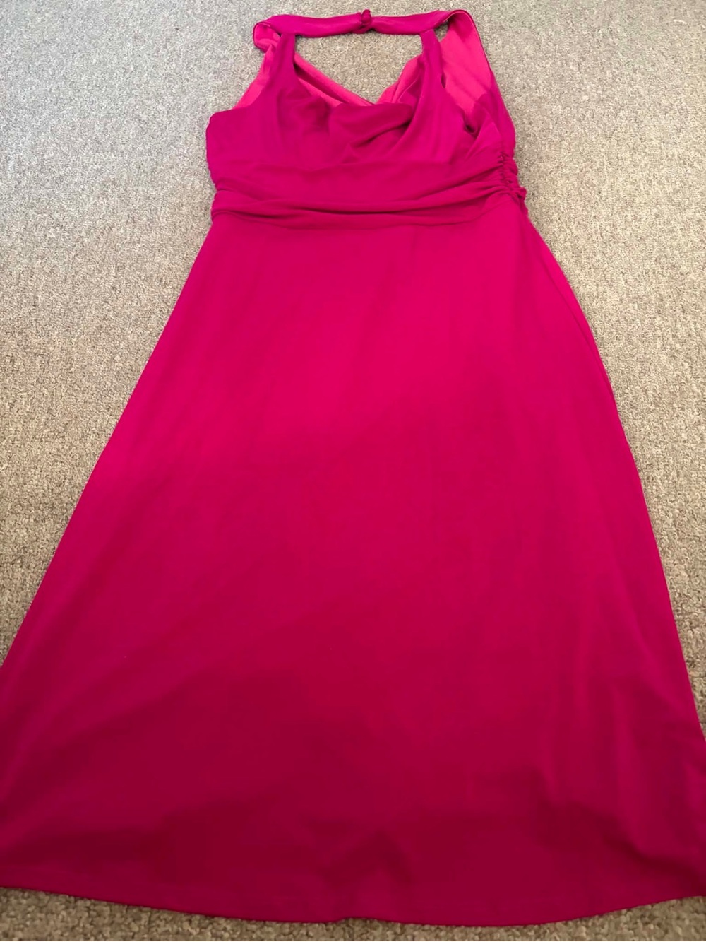 Le Chateau Fuchsia Gathered Waist Sleeveless Dress Wedding Cocktail Party Barbie - Picture 5 of 5